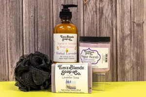 Pure Pampering Set with Bath/Shower Mesh Poof - Lavender