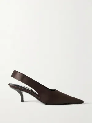 Satin slingback pumps