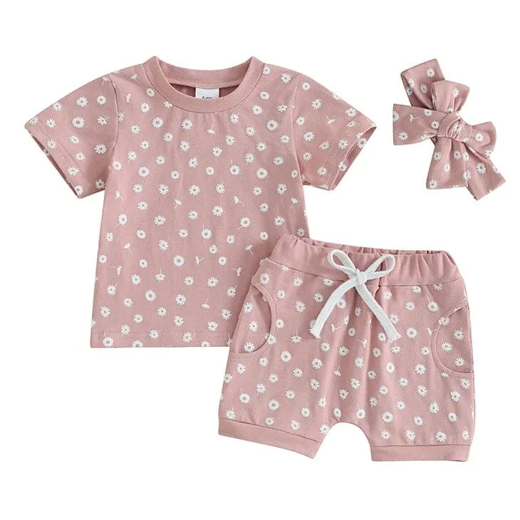 Short Sleeve Floral Shorts Baby Set
