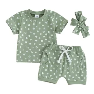 Short Sleeve Floral Shorts Baby Set