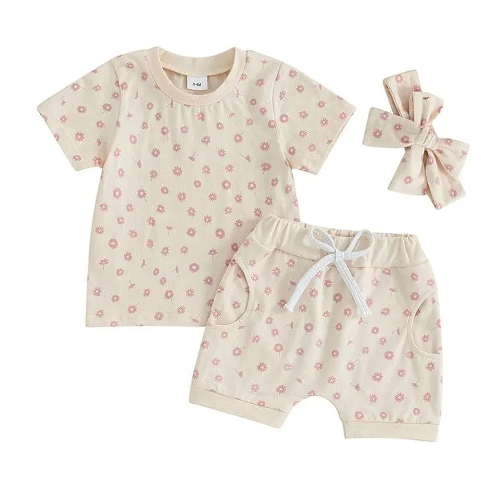 Short Sleeve Floral Shorts Baby Set