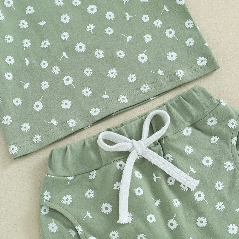 Short Sleeve Floral Shorts Baby Set