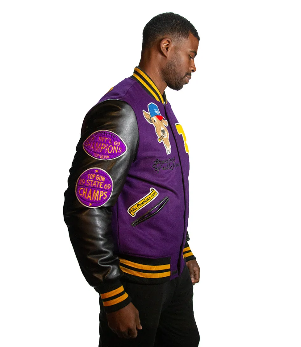 Top Gun GOAT Varsity Jacket Black Purple