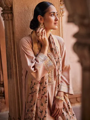 Vani: Jacquard Embroidered Stitched Suit & Dupatta Set