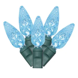 Vickerman 100 Teal C6 LED Single Mold Light on Green Wire, 34' Christmas Light Strand