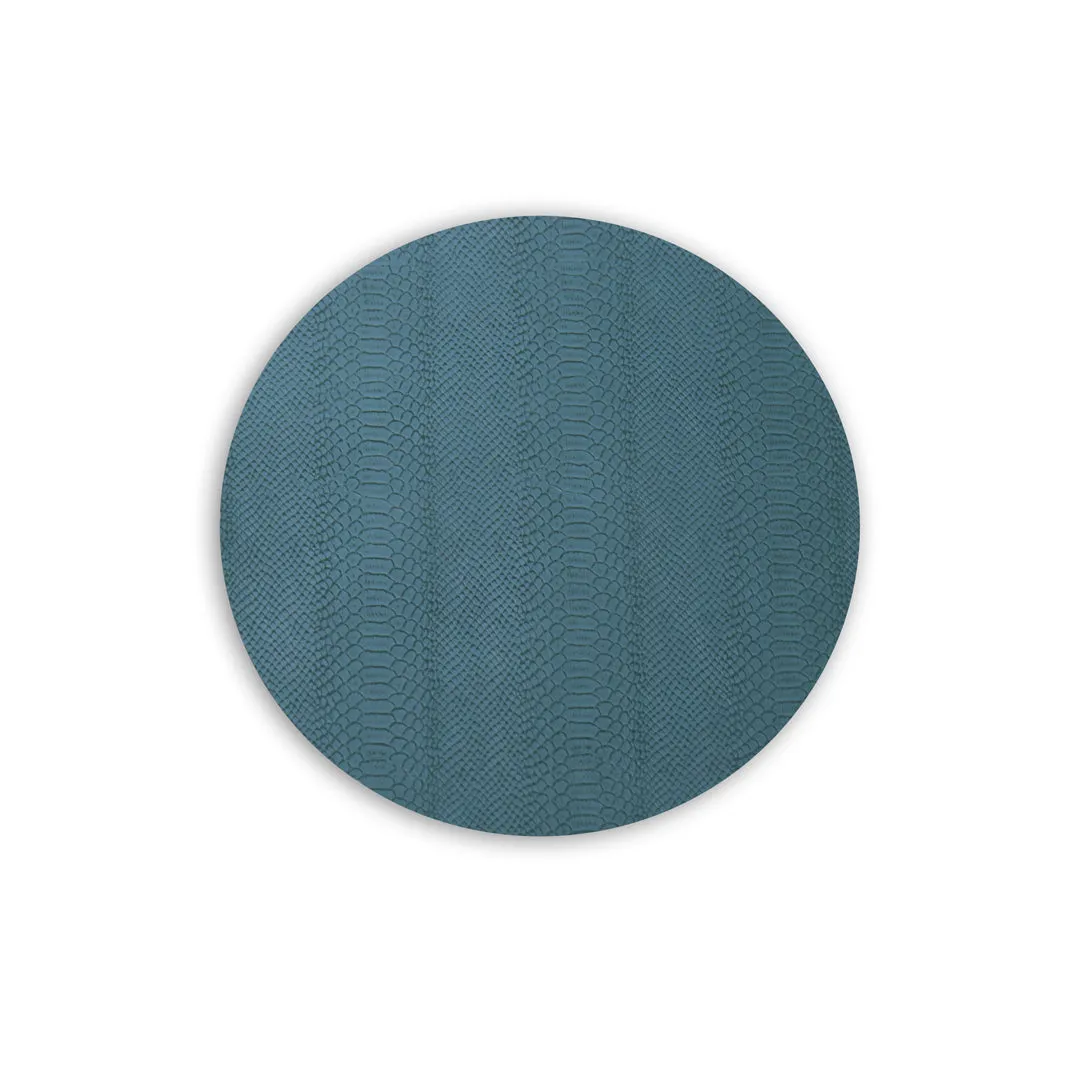 VIDA Croc Reversible 15.5" Round Placemats Set of 4 (Blue and Gray)