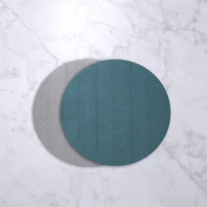 VIDA Croc Reversible 15.5" Round Placemats Set of 4 (Blue and Gray)